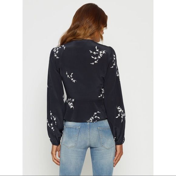 Luxe Deluxe 100% SILK Tie Front Blouse - Picture 5 of 7